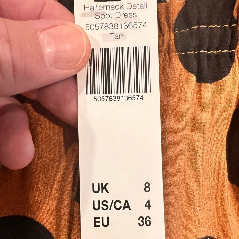 Long Tall Sally Halter Dress Sleeveless Polka Dot Design Black & Tan W 4 BNWT - Picture 10 of 11